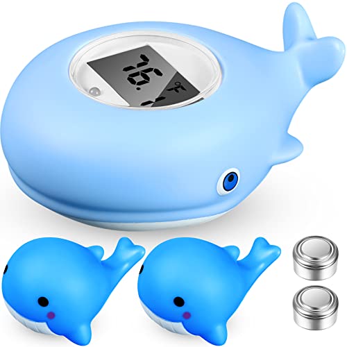 Xuhal Whale Bath Thermometer, Baby Safety Water Thermometer for Bathtub, Digital Room Thermometer with LED Display Temperature Warning, Whale Floating Toy Gift for Mom Newborn Infant