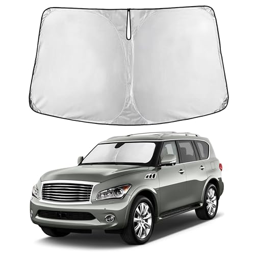 Image of Autovir Windshield Sun Shade Fit for 2014-2022 2023 2024 Infiniti QX80 Sunshade, Front Car Window Shades Sun Visor, Blocks UV Rays & Heat, Car Accessories