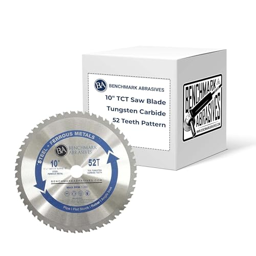 Benchmark Abrasives TCT 10 Inch Circular Saw Blade, Tungsten Carbide Tipped Metal Cutting Saw Blades for Cutting Metal, Stainless Steel, Ferrous Metals, 10 Inch Miter Saw Blade (10