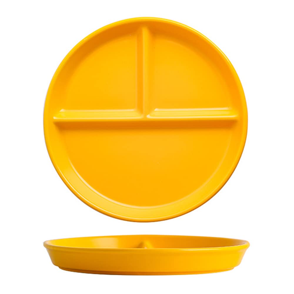 OnePine Porcelain Plate with 3 Compartment, Round Dinner Plates Diet Plates, Divided Dinner Tray for Children and Lose Weight