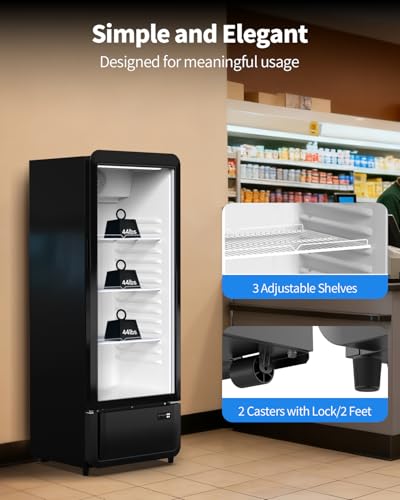 Image of 8.37 Cu.Ft Commercial Beverage Refrigerator with Glass Door, 3 Adjustable Shelves, Display Fridge for Beer Drink Cooler, Rapid Cooling & Quiet for Bar Restaurant Store Office, ETL DOE NSF Certified