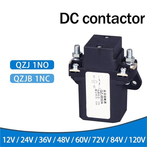 LCTC DC Schütz 12V 24V 36V 48V 60V 72V 120V Leistungsrelais 50A 100A 200A Gabelstapler Normalerweise Offen Normalerweise Geschlossen QZJ(QZJB50A 1NC,12V)