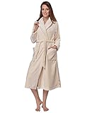  RAIKOU Kuschel weicher Bademantel Hausmantel, Loungewear Saunamantel für Damen, aus luxuriösem Flausch Coral Fleece auch als Morgenmantel perfekt (Champagne,48/50)