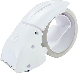 ABEL EVO Packing Tape Dispenser, White, 2 Inch Wide Ergonomic Tape Gun for Packing Boxes, Shipping Moving Mailing Box Sealing Carton Packaging, Lightweight Hand-held Heavy Duty Tape Cutter