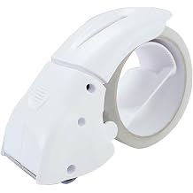 ABEL EVO Packing Tape Dispenser, White, 2 Inch Wide Ergonomic Tape Gun for Packing Boxes, Shipping Moving Mailing Box Sealing Carton Packaging, Lightweight Hand-held Heavy Duty Tape Cutter
