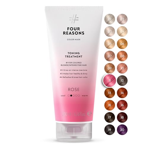 FOUR REASONS Farbmaske – Rosenrosa – (27 Farben) Tönungsbehandlung, farbgebende Spülung, tonisiert und verbessert farbbehandeltes Haar – semipermanente Haarfarbe, 200 ml
