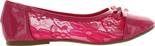 Jelly Beans Poss Kid's Big Girl Fashion Mesh Bow Ballet Flat Shoes,Fuchsia,22