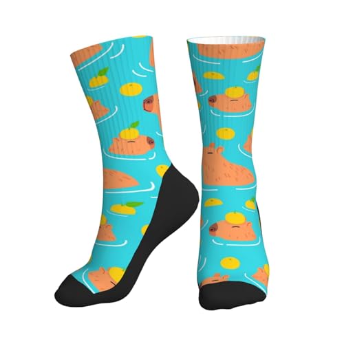 Calcetines de natación para mujer, hombre, atléticos, de color naranja, suaves y con media pantorrilla, para correr