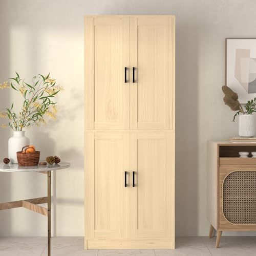 DIYART Oak Kitchen Pantry Cabinet, 71\" Tall Kitchen Pantry Storage Cabinet with Doors, Kitchen Pantry Hutch with Storage for Kitchen, Dining Room