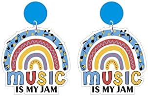 Locrccl Teacher's Day Dangle Earrings for Women Love Glitter Acrylic Apple Rainbow Earrings Back To School Earrings for Teacher Appreciation Gifts (B)