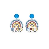 Locrccl Teacher's Day Dangle Earrings for Women Love Glitter Acrylic Apple Rainbow Earrings Back To