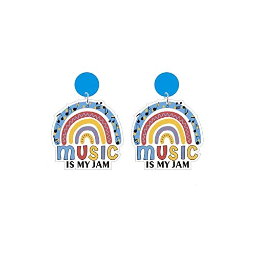 Locrccl Teacher's Day Dangle Earrings For Women Love Glitter Acrylic Apple Rainbow Earrings Back To School Earrings For Teacher Appreciation Gifts (B) #TOP2