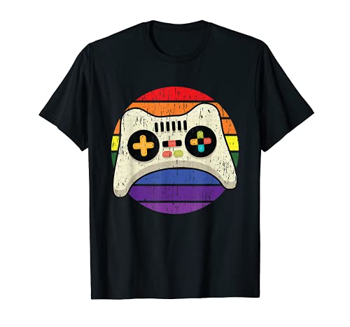Video-game controller gay pride gaming lgbt-q ally gamer maglietta