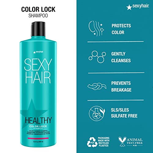 Sexyhair Healthy Color Lock Color Conserve Shampoo, 33.8 Oz | Color Safe | Sls And Sles Sulfate Free | All Hair Types #TOP2