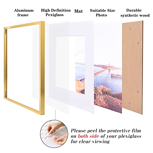 Wyooxoo 13X19 Picture Frame Poster Frame Display Pictures 11X17 With Mat Or 13X19 Picture Without Mat , Gold Metal Frames Wall Gallery Photo Frames With Plexiglass #TOP1
