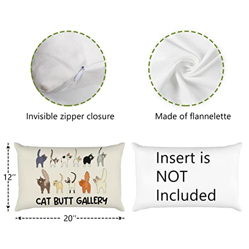 Cartoon Cat Back Gallery Throw Pillow Case 12″×20″,Funny Cat Kitty Back Decorative Cushion Cover For Home Living Room Bedroom Girls Room Sofa,Gifts For Cat Lovers Women Girls,Cat Owners Gifts #TOP3
