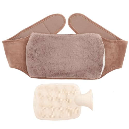 COMPUKAS Bolsa de Agua Caliente Portátil de Pvc con Cinturón de Felpa para Aliviar Muscular y Calentar Vientre, Adecuado para Uso Interior y Exterior