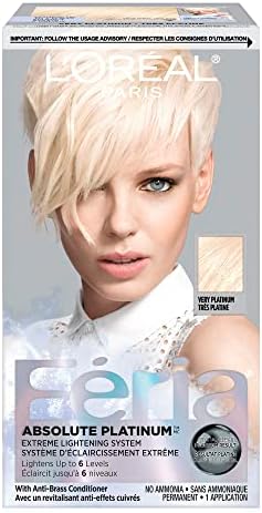 L'Oreal Paris Feria Multi-Faceted Shimmering Permanent Hair Color, Very Platinum, Pack of 1, Hair Dye