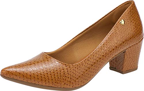 Scarpin Lumiss Salto Grosso (36, Piton caramelo)