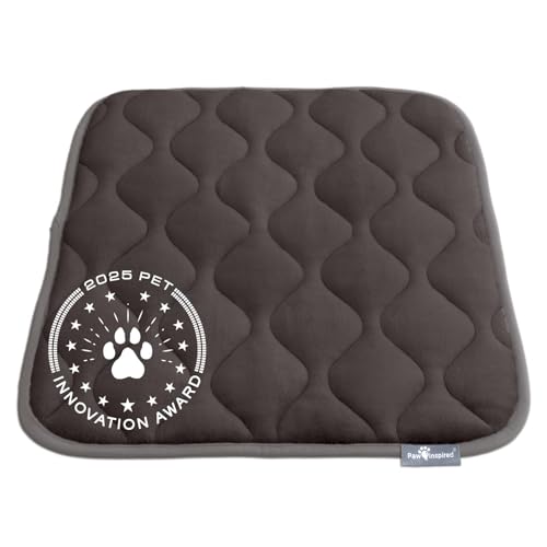 Paw Inspired Washable Padded Crate Mats for Dogs | 23” x 17” Pad, Fits 24-inch Kennels | Leakproof, Waterproof Bottom, Plush Pet Beds (Gray)