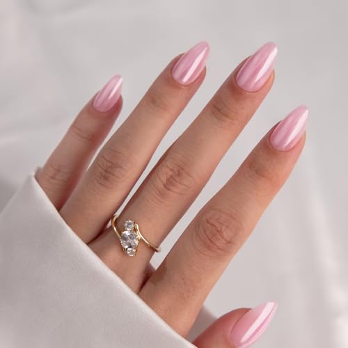 Light Pink Chrome Press on Nails Short - GJZEZ Soft