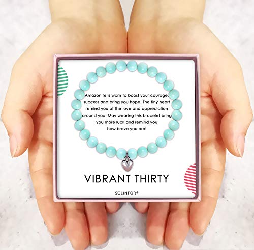 Solinfor 30Th Birthday Gifts For Women - Amazonite Beads Bracelet - 30 Years Old Jewelry Gift Idea For Her #TOP4