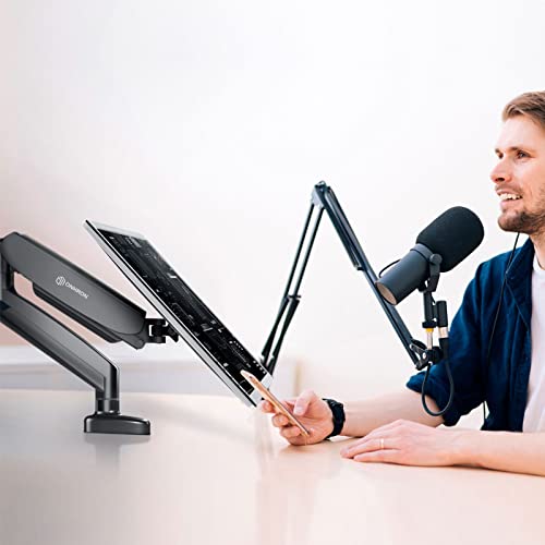 Image of ONKRON Single Monitor Mount Arm for 13-32 Inch Screens up to 17.6 lbs, Full Motion Monitor Mount Desk Swivel Tilt Rotation - 75x75 & 100x100 VESA Desk Mount /Computer Monitor Arm Gas Spring Black