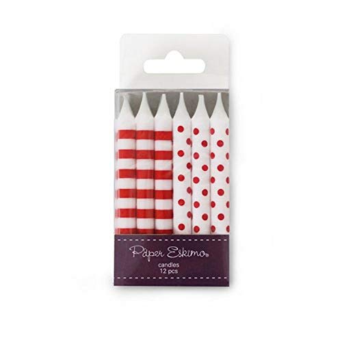 Paper Eskimo 12-Pack Party Candles, Red Candy