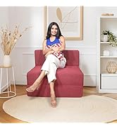 Seventh Heaven 1 Seater 6×3 Premium Jute Fabric Washable Cover Sofa Come Bed 1 Seater Double Foam ..