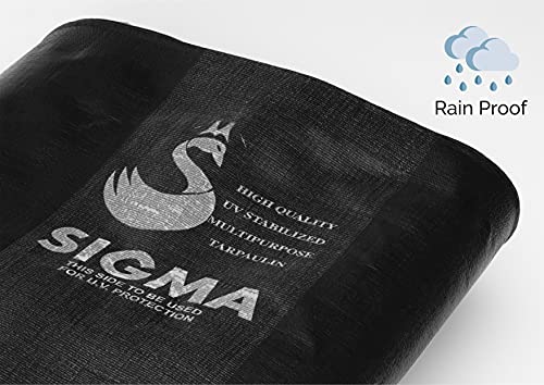 Image of SIGMA (LABLE) 10FT X 8FT 230 GSM Waterproof Tarpaulin Tharpai Thadika Heavy Duty Multipurpose Black Pure Virgin HDPE UV Treated Tadpatri Tripal (Strong Aluminium Eyelets Every 3 Feet)