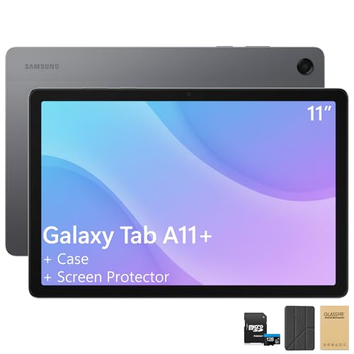 Samsung Galaxy Tab A11+ 11�C���` Android �^�u���b�g �P�[�X�t�� �X�N���[���v���e�N�^�[ & 128GB microSD 6GB RAM 128GB �X�g���[�W 90Hz �f�B�X�v���C Dolby Atmos�X�s�[�J�[ ��