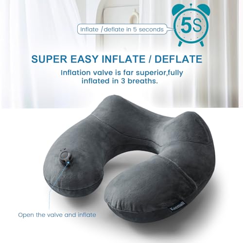 Keemall Inflatable Travel Pillows for Airplanes, Easy Blow Up Inflatable Travel Neck Pillows for Air Travel Sleeping Long Flight, Comfort Travel Air Pillows for Car Train Office Nap Camping