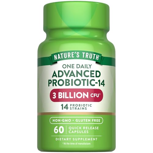 Nature's Truth Probiotics Capsules | 3 Billion CFU | 60 Count | for Men and Women | 14 Strains | Non-GMO & Gluten Free Supplement