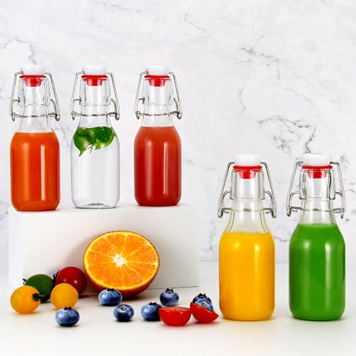 YEBODA 12 Pack 4oz Swing Top Glass Bottles,Small Flip Top Glass bottles with airtight Caps for Home Brewing,Kombucha,2nd Fermentation,Kefir,Beverages,Soda,Oils,Vinegar,Limoncello,Vanilla extract