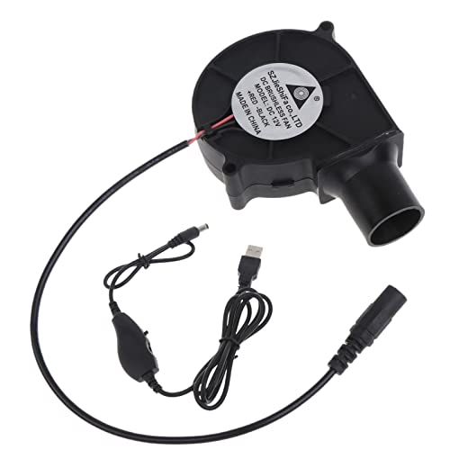 LfrXtra Ventilador USB 5V2A 12V 5.5x2.1mm para estufa de cocina de barbacoa, ventilador de 2500RPM ventilador de aire para barbacoa al aire libre