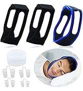 3Pack Anti Snore Chin Strap, Upgraded Breathable and Adjustable Stop Snoring Head Band with 4PCS ...