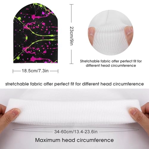 Glow in Dark Splatter Neon Kids Beanie Hat for for Girls Boys Children Cap Winter Knitted Chemo Cancer Headwear Accessories Gifts Decoration2