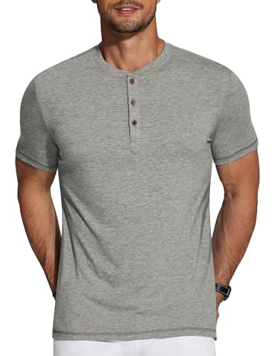 Image of COOFANDY Men's Henley Shirts Short Sleeve Casual Basic Tee Summer Button Henley Soild T Shirts