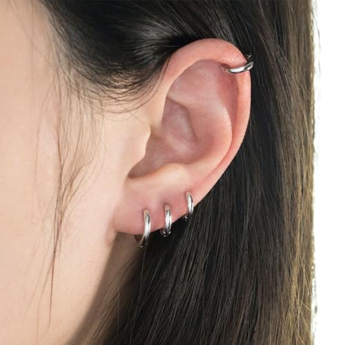 Image of AVYRING Hypoallergenic Nose Rings 316L Surgical Steel Silver Gold Nose Hoops 18g 20g 16g Septum Ring Hinged Clickers Seamless Helix Cartilage Conch Earrings Hoop for Women Men 6mm 7mm 8mm