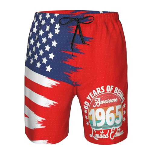 Funny 1965 Vintage 60th Birthday Gifts 60 Years Old Gifts Men's Boardshorts Swim Trunks for Men Stretch and Pockets4