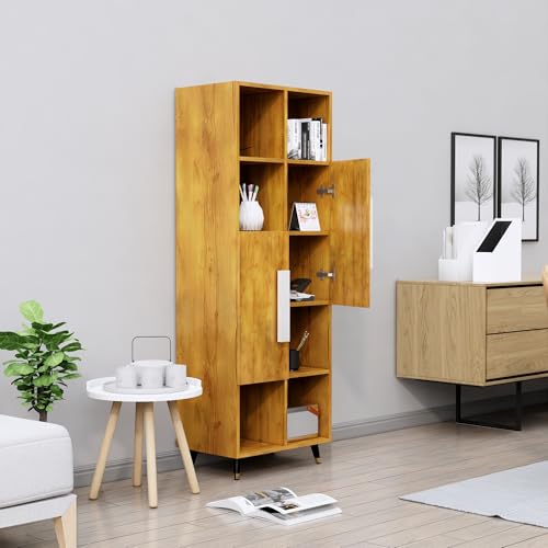 Image of Bniture Bookshelf for Home | Engineered Wood Book Shelf with 2 Door & 6 Shelf | Open Book Shelf Stand for Library | Multipurpose Display Organizer for Living Room, Study & Office | Giant Wood