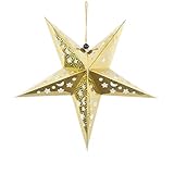 KESYOO 45cm Weihnachtsstern Papier Lampenschirm 3D Papierstern Laterne Star Lantern für Weihnachten Xmas Silvester Hochzeit Party Hängende Dekoration Ornament Fensterdeko Golden
