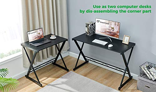 Greenforest L Shaped Gaming Desk Large Size Reversible Corner Computer Desk 64 Inch With Large Monitor Stand And Cpu Stand, Home Office Study Writing Desk Workstation, Space Saving, Black #TOP6