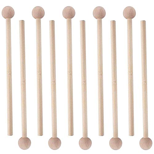 10 Pcs Wooden Mallets 8.2 Inch Round Head Sticks Hammers Percussion Instrument Accessories for Xylophone, Wood Block, Bell