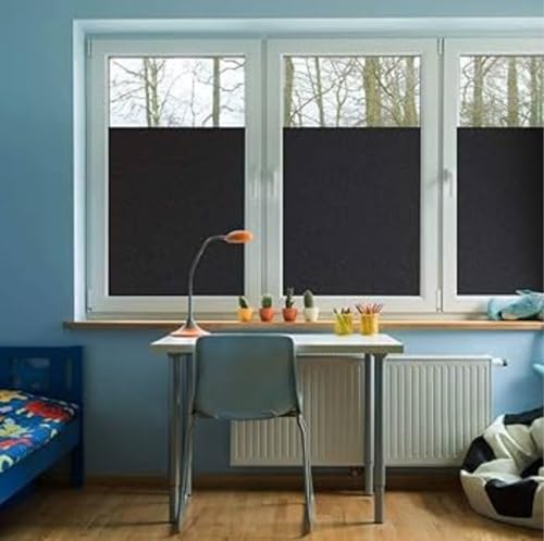 Image of WISDOM Window Privacy Film,One Way Mirror Film Daytime Anti UV Sun Blocking Heat Control Reflective Film Decorative Static Cling Home Office Living Room (20in x 18Feet, Black Out Film)