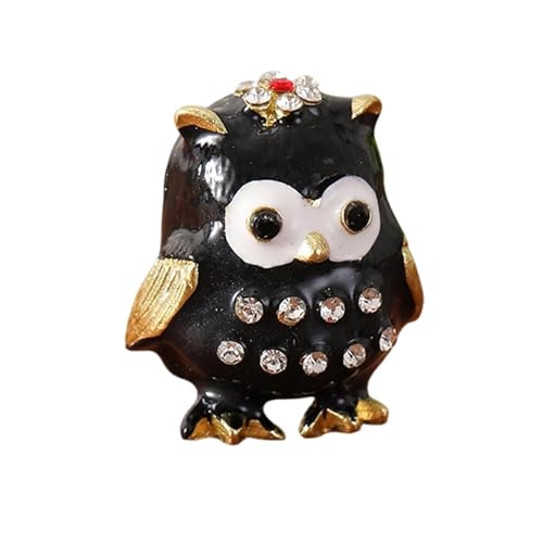 UxicRuya フクロウの小物入れ ジュエリーボックス 装飾ホルダー 収納 ジュエリーオーガナイザー フクロウの置物 耳飾り 誕生日プレゼント, 黒