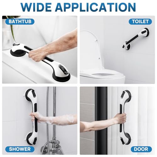 LEVERLOC Shower Grab Bar, 2 Pack 16 Inch Suction Grab Bars for Bathtubs, Shower Handle for Bathroom, Removable Handrails for Seniors and Elderly, Waterproof Drill Free, Black by LEVERLOC - Image 6