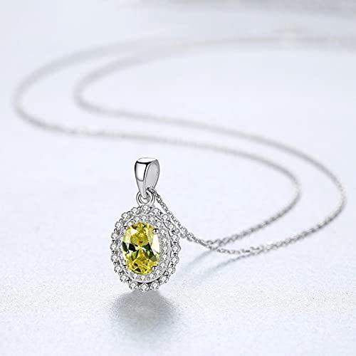 Pierre de naissance ovale jaune sur collier fleur de soleil 925 - 5
