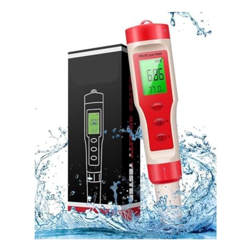 Trisoye 4-in-1 PH Meter, PH Meter, Digital PH Tester 0.01 High Accuracy with 0-14 PH Measurement Range,for Household Drinking