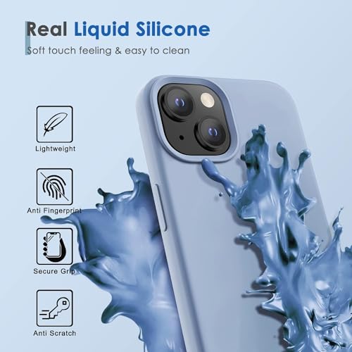 Image of MIDOS Back Cover Compatible with iPhone 14 Case Liquid Silicone Full Protection Shock Proof Back Cover for iPhone 14 (S Syria Blue)